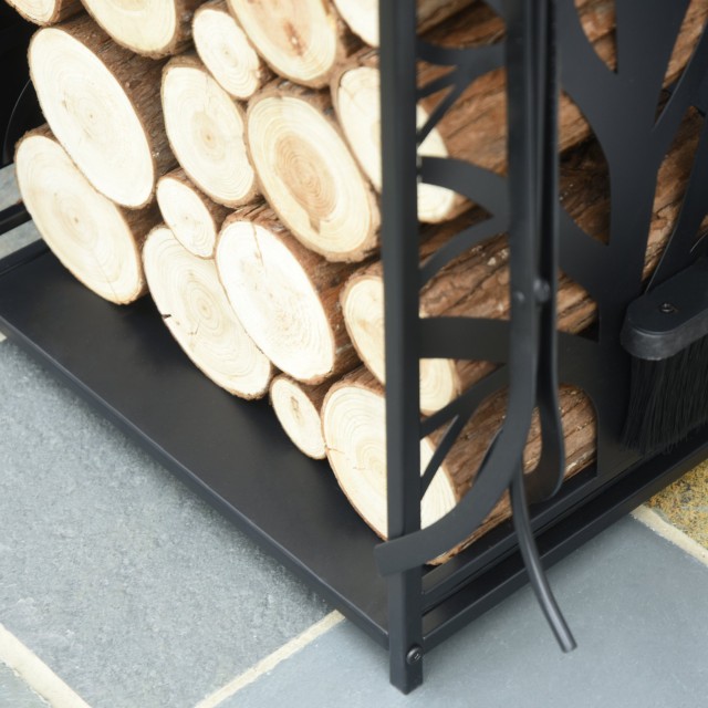 Μεταλλική Θήκη για Ξύλα με Αξεσουάρ 46 x 29 x 70 cm Μαύρη 842-160 HOMCOM
