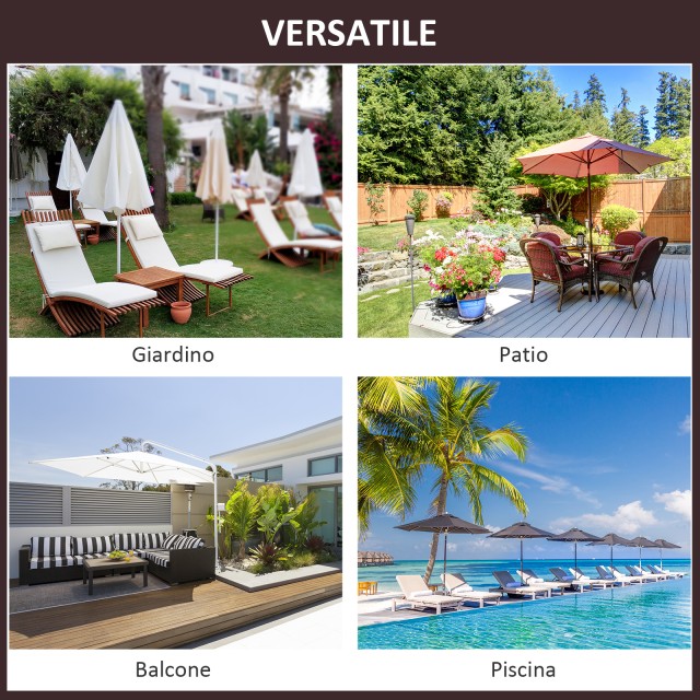 Ομπρέλα Outsunny Garden 3x3m με 8 μπαστούνια μπαμπού και κάλυμμα αν...