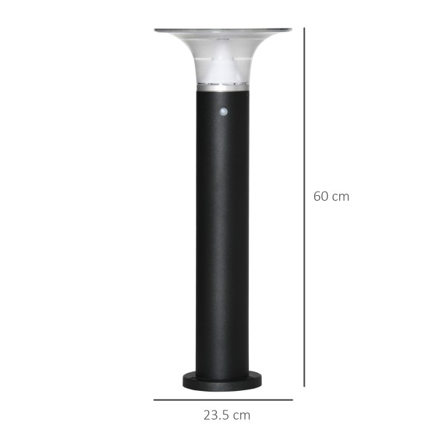 Outsunny Solar Powered Outdoor Light with Dimmable Brightness, Αλουμίνιο, Φ23,5x60cm, Μαύρο B30-008