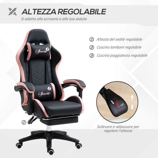 Καρέκλα Gaming  με Ρυθμιζόμενο Ύψος και Ανακλινόμενη Πλάτη- 65x65x1...