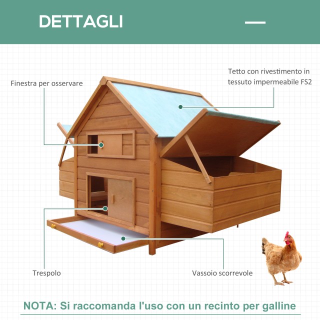 PawHut Garden Chicken Coop Κλουβί κοτόπουλου σε έλατο, ξύλο και πράσινο, 160x98,5x107 cm D51-014