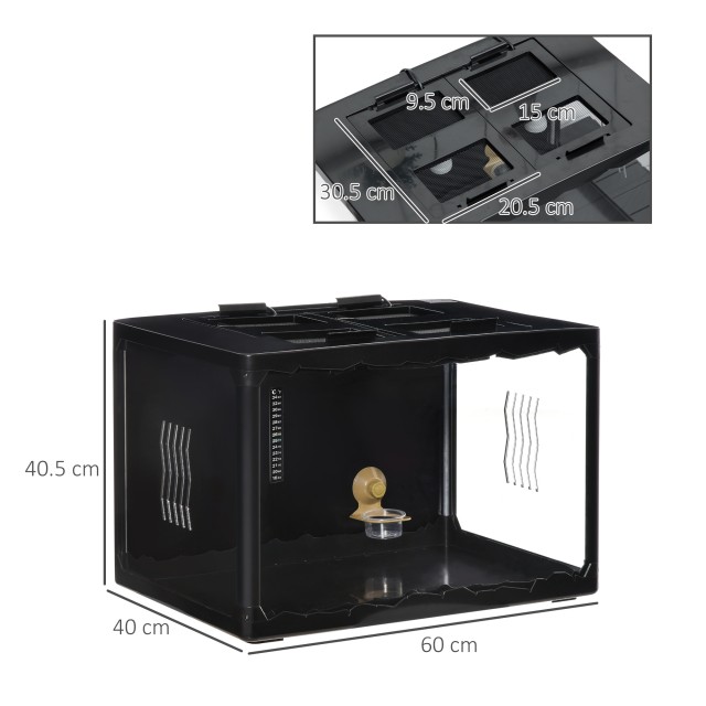 Γυάλινο Ενυδρείο για Ερπετά με Φωτισμό Terrarium 60 x 40 x 40.5 cm PawHut D40-017V90