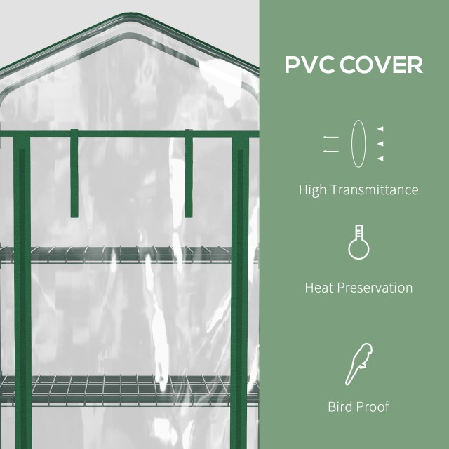 Outsunny Vertical Plant Θερμοκήπιο με 4 Ράφια Ατσάλι και Λευκό PVC, 69x50x165cm 845-228V04TP