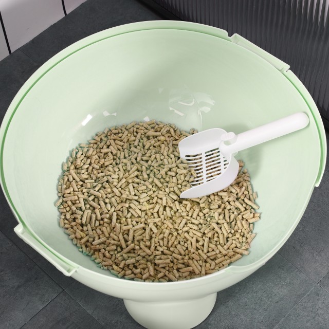 PawHut Litter Cat 4kg max με PP και PC Scoop, 53x51x48cm, Λευκό και Πράσινο D31-081V00GN