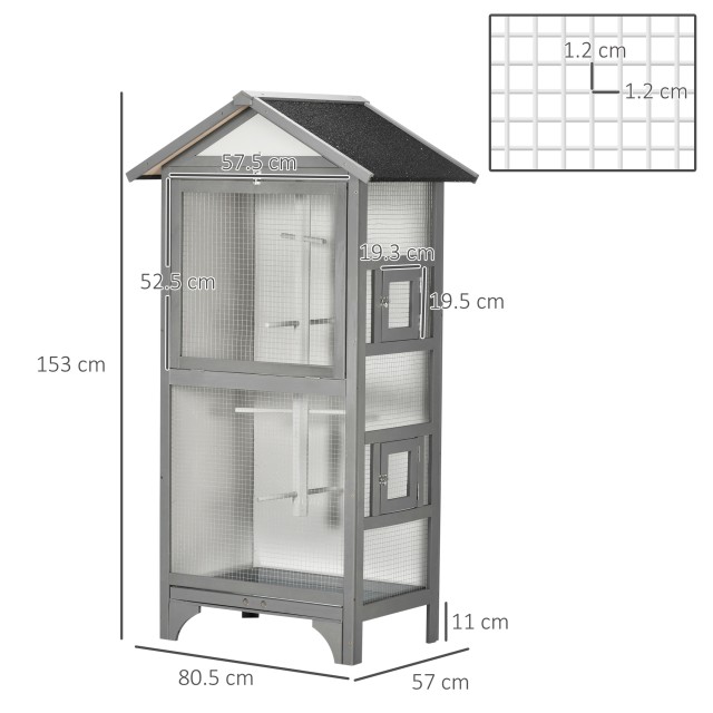 PawHut Spruce Outdoor Bird Aviary, 80,5x57x158,5cm, Ανοιχτό Γκρι D10-050V01LG