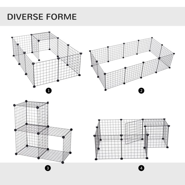 PawHut Modular Περίβλημα για Κατοικίδια Μαύρο 12 Modules 35x35cm D06-055