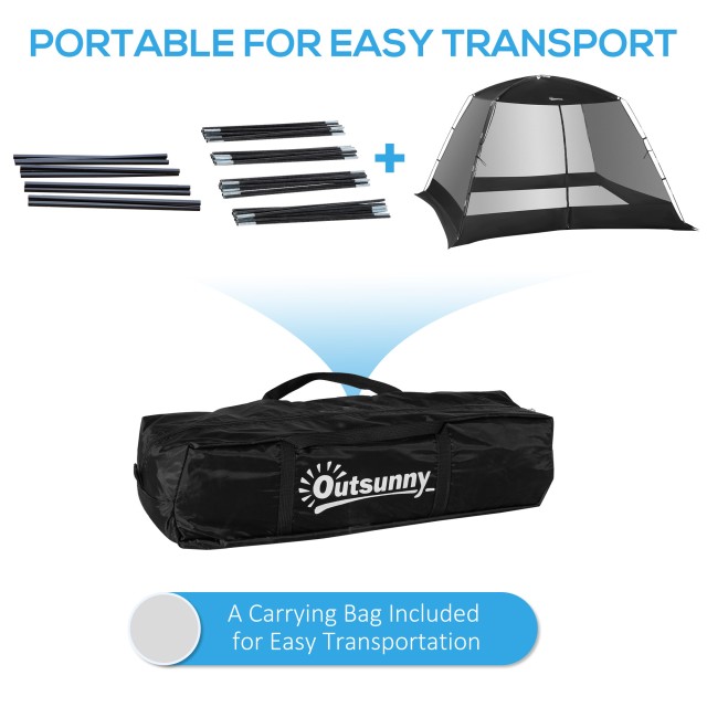 Outsunny Camping and Beach Tent με Anti-UV Mesh για 4 άτομα με τσάντα μεταφοράς, 3x3 m Μαύρη A20-221