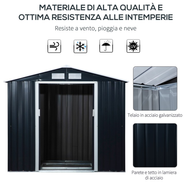 Εργαλειοθήκη Outsunny Garden Shed από λαμαρίνα με συρόμενες πόρτες,...