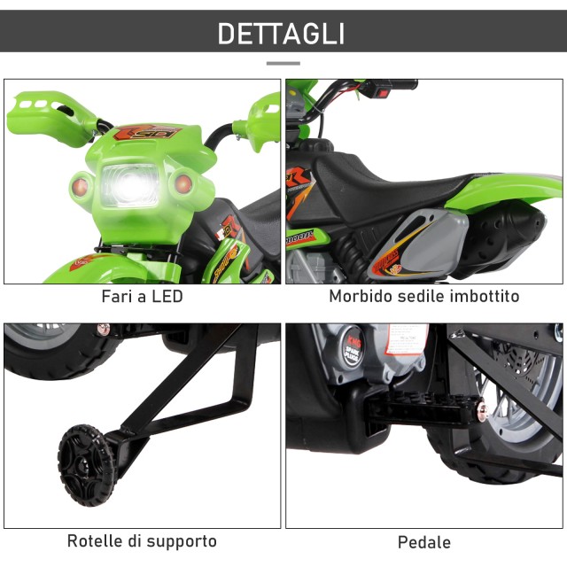 HomCom Electric Motocross ποδήλατο για παιδιά με ρόδες, πράσινο 301-043GN