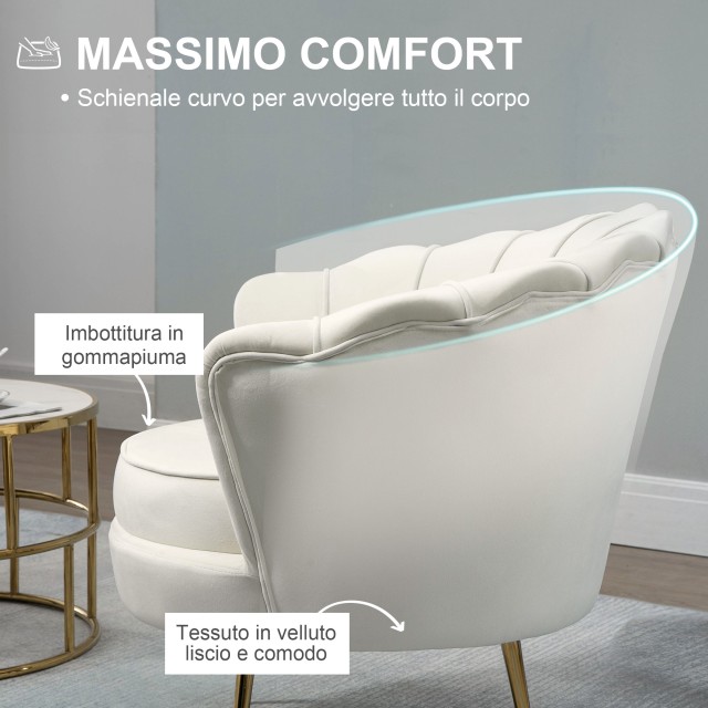Πολυθρόνα HOMCOM Vintage Style Design με επένδυση από βελούδο, 179x77x77cm, κρέμα 833-961WT