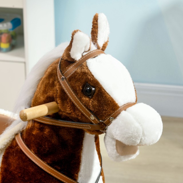HOMCOM Rocking Horse για Παιδιά 3-6 ετών σε Λούτρινο Παιχνίδι με Ήχους, 68x26x62cm, Καφέ 330-166V00BN