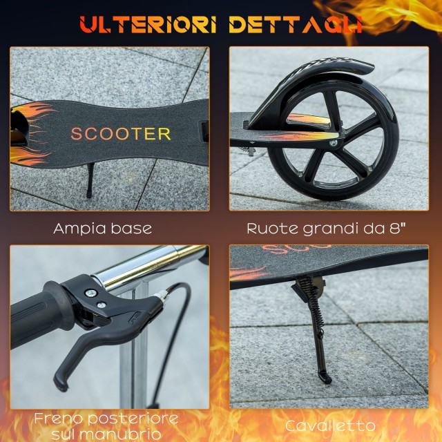 HOMCOM Scooter για παιδιά 7-14 ετών με τιμόνι ρυθμιζόμενο σε 3 ύψη, 86x35x93/98/103 cm, μαύρο 371-046V01BK