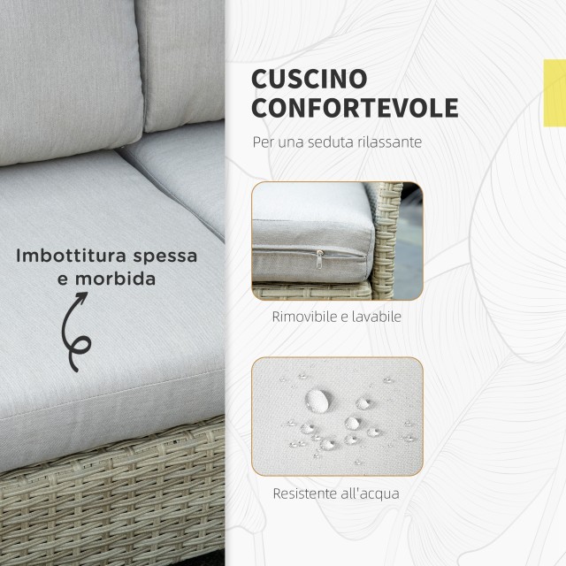 Outsunny 7 τεμαχίων Modular PE Rattan Garden Lounge σετ με μαξιλάρια, μπεζ 860-253V00BG