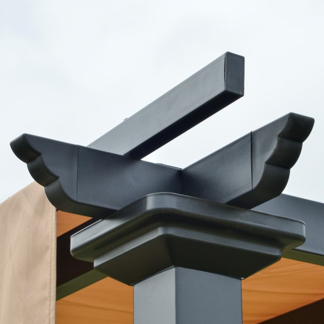 Outsunny Pergola Steel Garden Gazebo Ρυθμιζόμενες Τέντες 305x305x220cm 84C-242BN