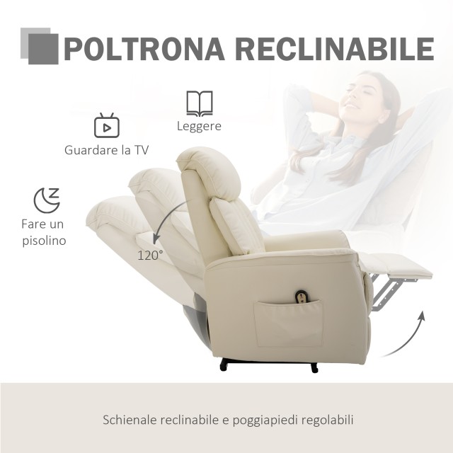 Ανύψωση πολυθρόνας HOMCOM Relax με τηλεχειριστήριο, ανάκλιση με κρέ...