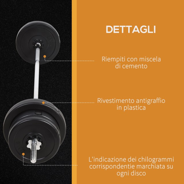 Σετ Barbell Homcom με 2 αλτήρες Βάρη 14 Δίσκους Συνολικό Βάρος: 65 ...