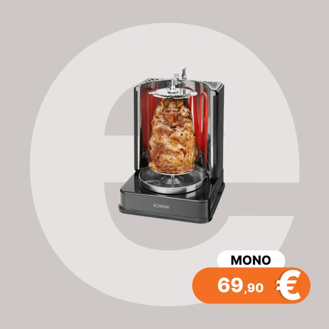 Bomann Electric Vertical Grill for Gyro - Chicken and Souvlaki 1400 W